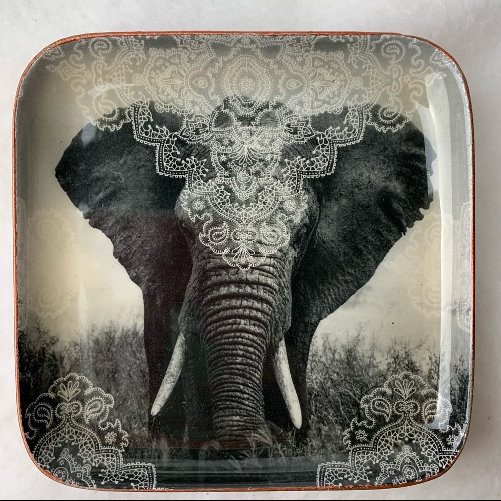 Elephant Trinket Dish Copper Back